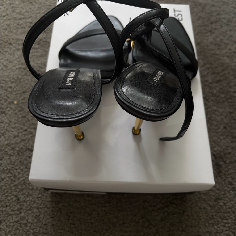 Nine West Black Heels with Gold Accents - Picture 6 of 7